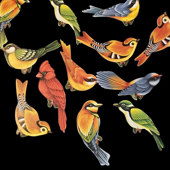 Lot Of 33 Decorative Paper Birds For Crafts Finch Cardinal Chickadee - Picture 2 of 9